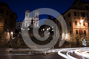 Piazza di Spagna with light trails photo